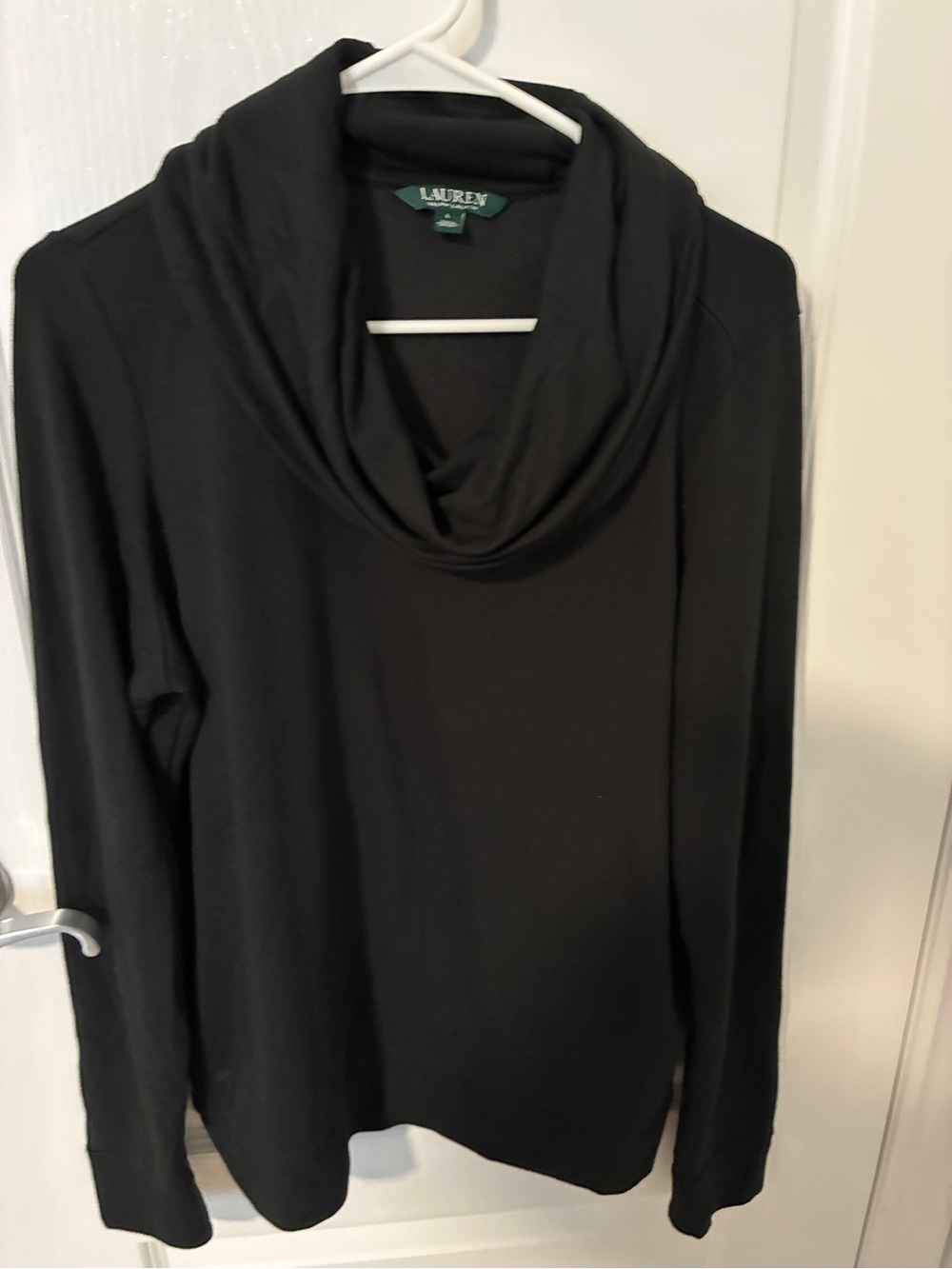 Lauren Ralph Lauren Black Draped Cowl Neck Sweater
